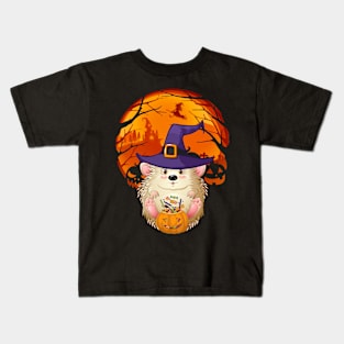 Porcupine pumpkin witch Kids T-Shirt